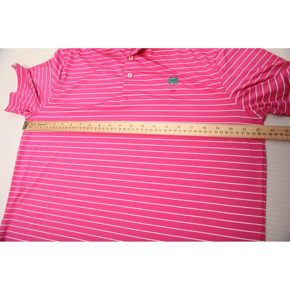 RLX Ralph Lauren Polo Shirt Mens Medium Pink Stripe Golf Mountain Ridge CC - Picture 8 of 12